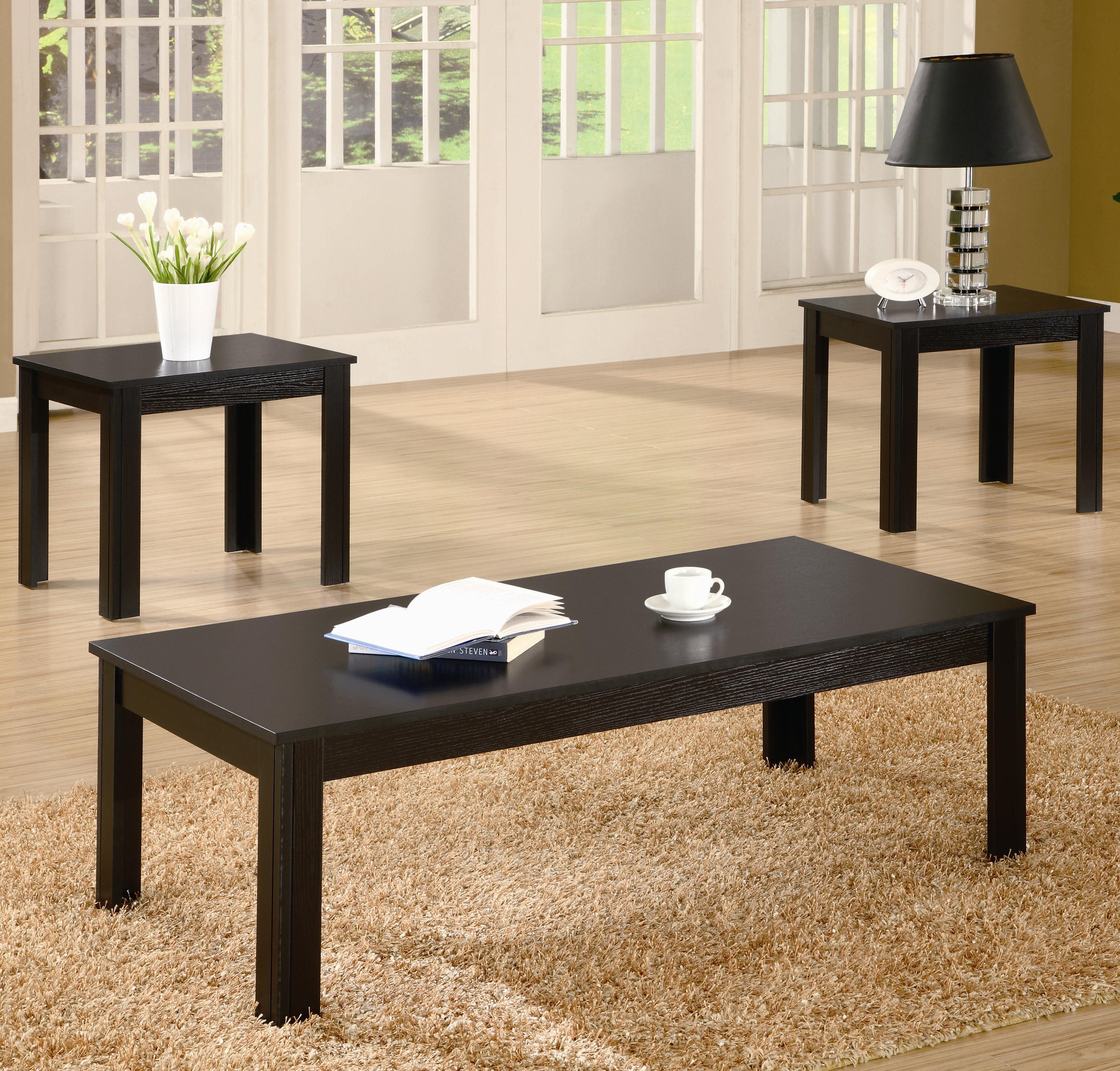 Occasional Table Sets 74737 BLACK FINISH COFFEE 3 PC OCCASIONAL